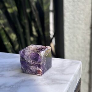 Purple and White Stone Cube